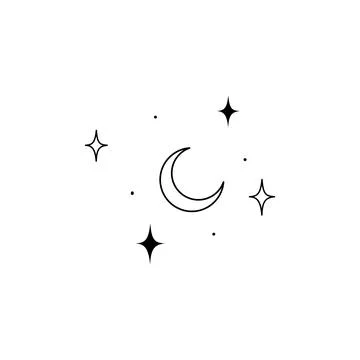 Alchemy esoteric magic celestial talisman with crescent moon sacred geometry Stock Illustration