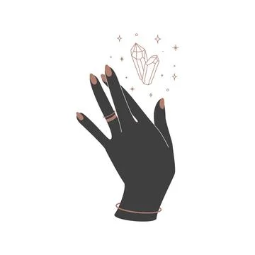 Alchemy esoteric mystical magic celestial talisman with woman hand and Stock Illustration