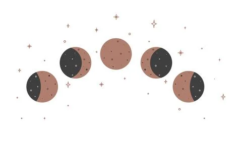 Alchemy esoteric mystical magic celestial talisman with moon phases. Spiritual Stock Illustration