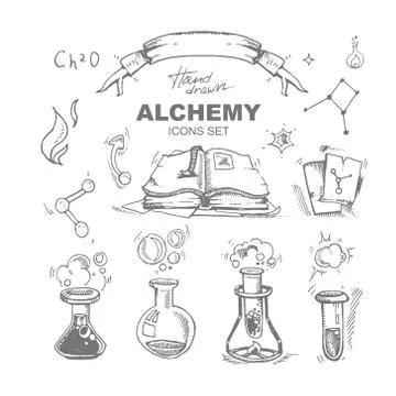 Alchemy icons set Stock-Illustration