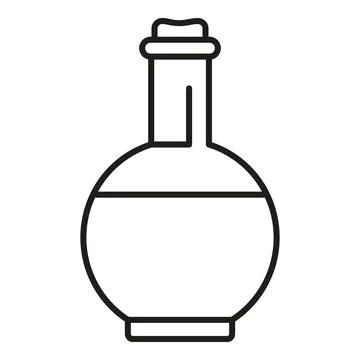 Alchemy potion bottle icon with liquid outline Stock Illustration