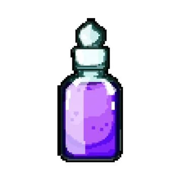Alchemy potion bottle pixel art vector illustration Illustrazione stock