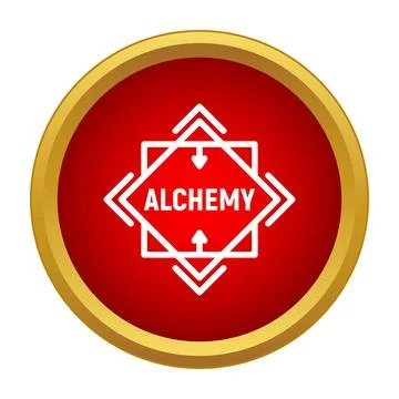 Alchemy symbol icon on a red button background Stock Illustration