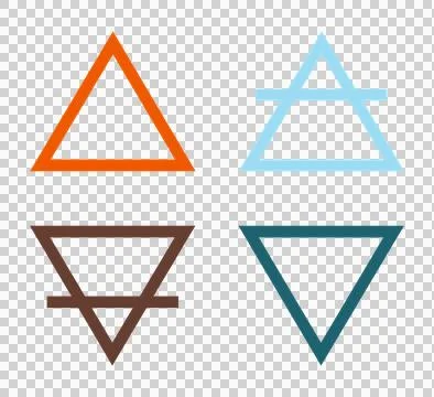 Alchemy symbols of the Four Elements on transparent background Illustrazione stock