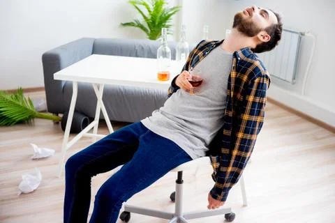 Alcohol addicted man Stock Photos