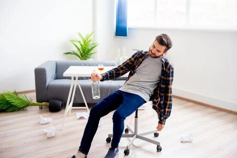 Alcohol addicted man Stock Photos