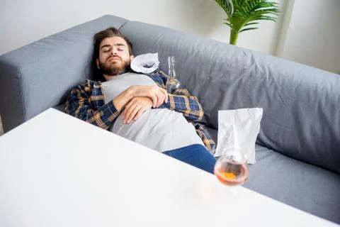 Alcohol addicted man Stock Photos