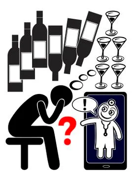 Alcohol addiction hotline Stock Illustration