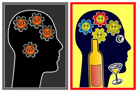 Alcohol affecting the mood Stock Illustration