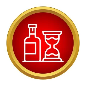 Alcohol aging process with bottle and hourglass icon Stock Illustration