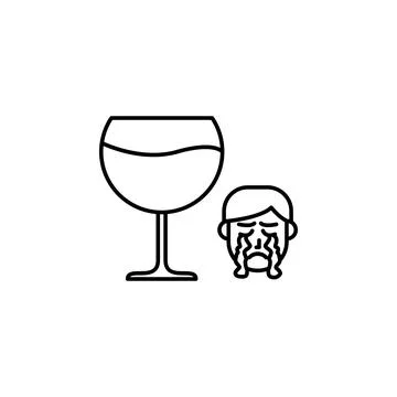 Alcohol, allergic face icon. Element of problems with allergies icon. Thin line Stock Illustration