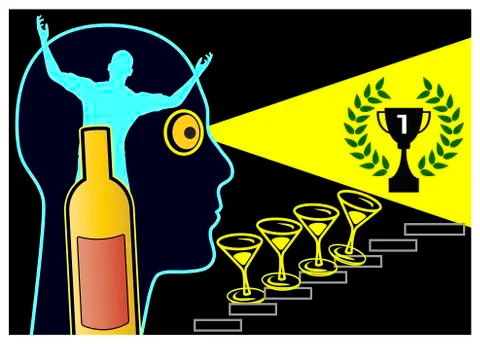 Alcohol and Grandiosity Stock Illustration