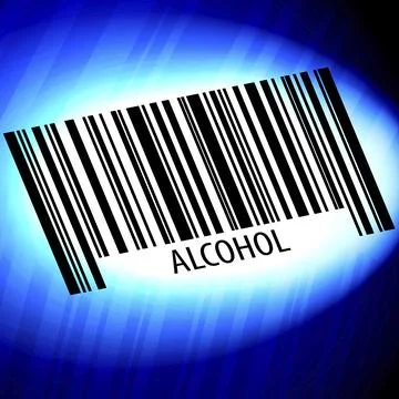Alcohol, barcode with blue Background Stock Illustration