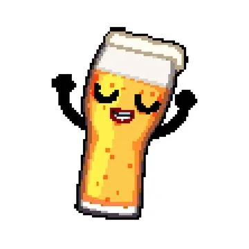 Alcohol beer mug character pixel art vector illustration Stock Illustration