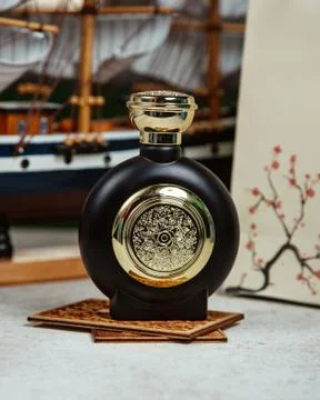 Alcohol beverage in black on the table Stock Photos