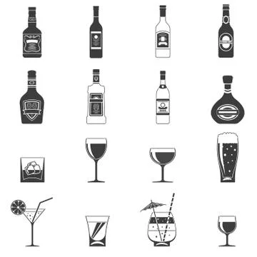 Alcohol Black Icons Stock Illustration