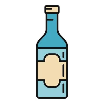 Alcohol bottle with label flat vector icon design Stock Illustration