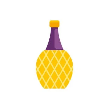 Alcohol bottle with pineapple pattern and cork Stock Illustration