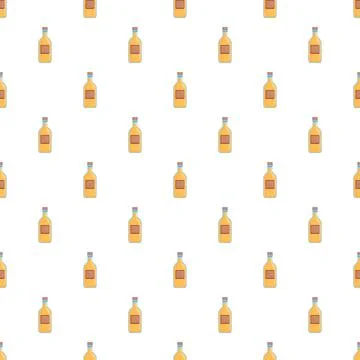 Alcohol bottle seamless pattern repeating liquid beverage background Stock Illustration