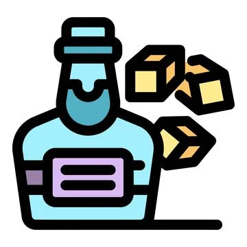Alcohol bottle with sugar cubes falling, representing sugary alcoholic drinks Stock Illustration