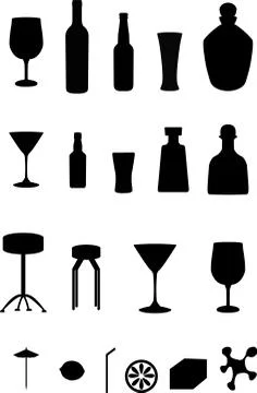 Alcohol bottles and items Stockillustratie