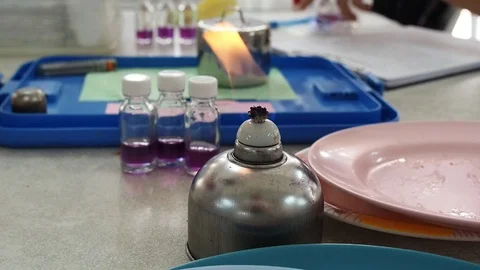Alcohol Burner on the table in laboratory Stock Footage 87914182
