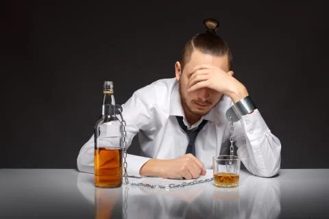 Alcohol dependence in men Stock Photos