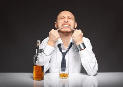 Alcohol dependence in men Stock Photos