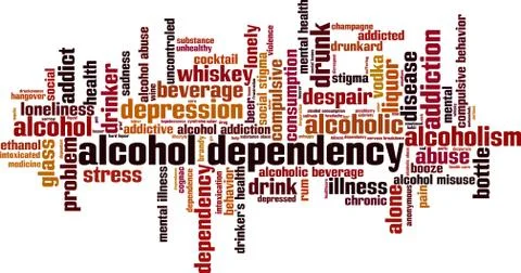 Alcohol dependency word cloud Stock Illustration