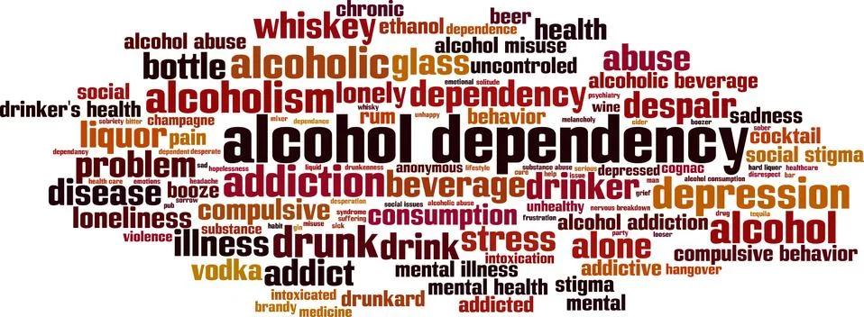 Alcohol dependency word cloud Stock Illustration