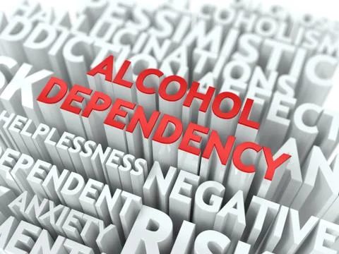 Alcohol Dependency. The Wordcloud Concept. Stock Illustration