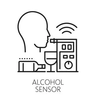 Alcohol detection alarm sensor line icon Stock Illustration