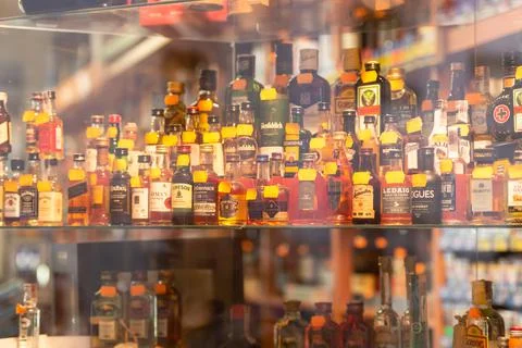 Alcohol display case Stock Photos