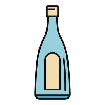 Alcohol drink bottle with blank label icon Stock Illustration
