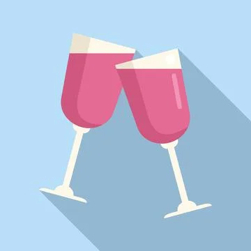 Alcohol drink icon flat vector. Glass toast Stock Illustration