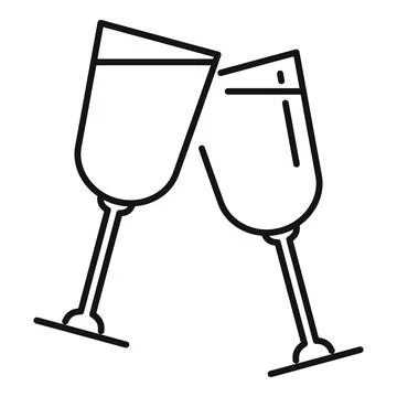 Alcohol drink icon outline vector. Glass toast Stock Illustration