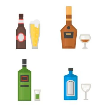 Flat stop drinking icon of alcohol bottle Vector Image