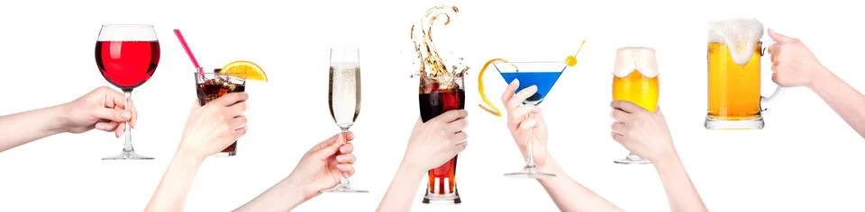 Alcohol drinks set making toast Stock Photos
