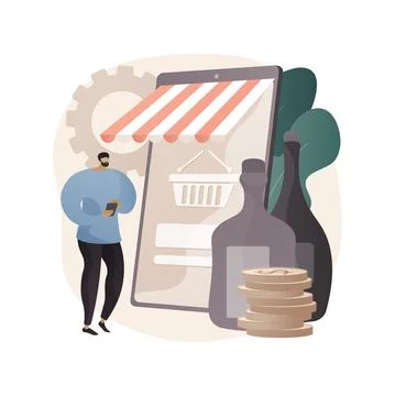 Alcohol E-commerce abstract concept vector illustration. Illustrazione stock