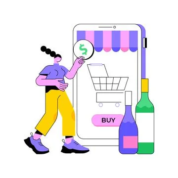 Alcohol E-commerce abstract concept vector illustration. Stock Illustration