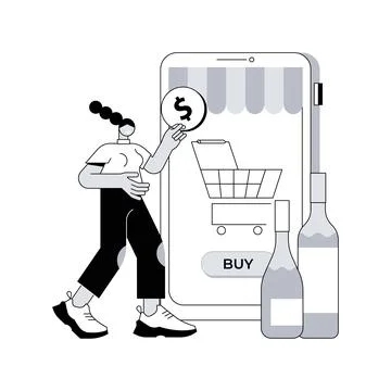 Alcohol E-commerce abstract concept vector illustration. Stock Illustration