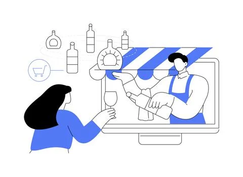 Alcohol E-commerce abstract concept vector illustration. Stock Illustration