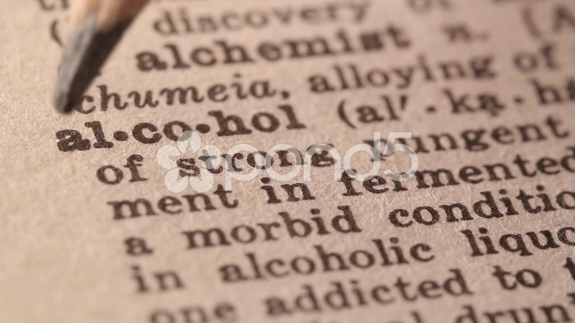 alcohol - fake dictionary definition of the word with pencil