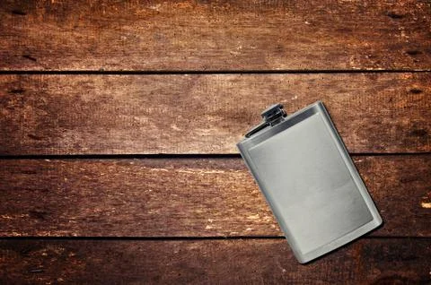 Alcohol flask on the table Stock Photos