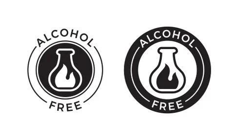 Alcohol free icon for skin and body care cosmetic product. Vector medical alc Illustrazione stock