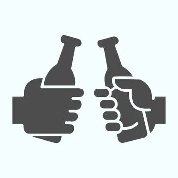 Alcohol friends bottles solid icon. Two bottles in hands vector illustration Ilustración de archivo