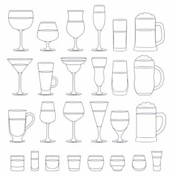 Alcohol glasses set Stock Illustration