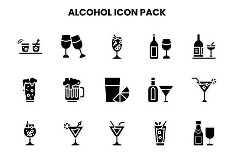 Alcohol Glyph Graphics Icons Pack Stock Illustration