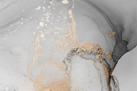 Alcohol Ink. Gray Liquid Paint. Fluid Wave Mix. Stock Illustration