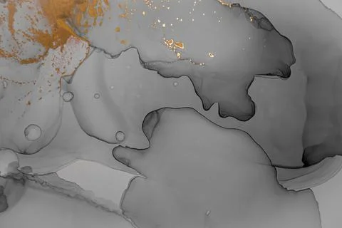 Alcohol Ink. Gray Marble Pattern. Oil Flow Mix. Stock Illustration